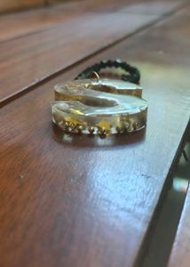 Unique 'S' Letter Resin Pendant with Gold Flakes &amp;
