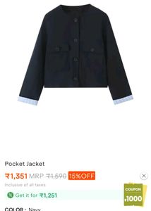 Navy Pocket Jacket - Stylish & Chic