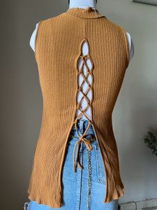 brown sexy back top