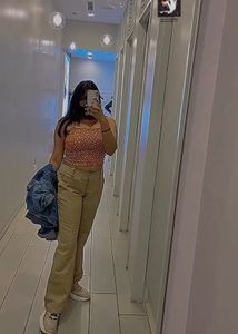 Beige Bootcut Trousers