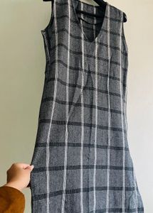 Black&amp; White Checks Winter Sweater Dress One Piece