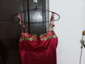 Red Satin Trim Dress