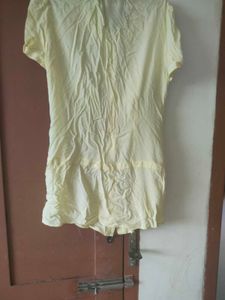 Yellow Button-Down Shirt Dress