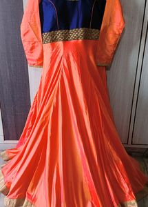 Heavy Embroidered Mulberry Silk Ethnic Gown