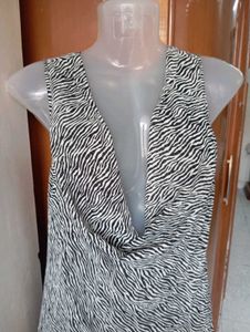 Stylish Zebra Print Cowl Neck Mini Dress