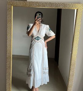 Intricate Embroidered Cut-Out Midi Dress🤍