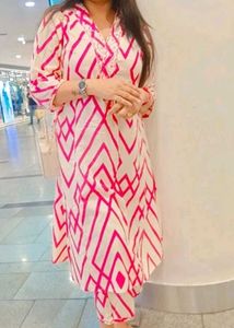 Elegant Pink &amp; Cream Kurta Set