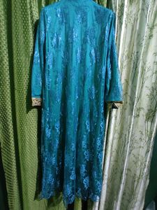 Elegant Teal Embroidered Ethnic Gown