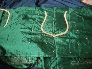 Embellished Emerald Green Silk Blouse