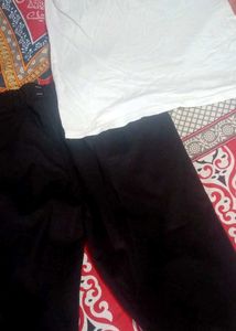 Men's+ women's Black Joggers with White Accents