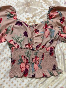 Floral Smocked Peasant Blouse