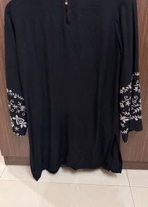 Anouk Black Kurta with White Embroidery