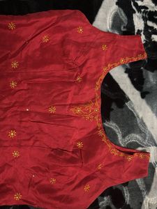 Red Embroidered Blouse