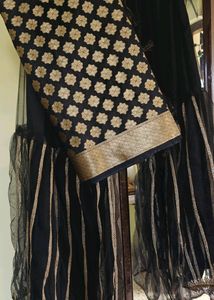 Black &amp; Gold Embroidered Kurti