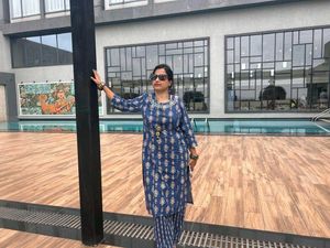 Blue Printed Kurta Set with Pants