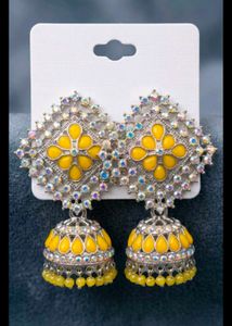 Stunning Yellow Jhumka Earrings