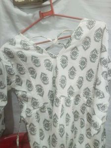 White Printed peplum top