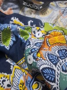 zudio Navy Blue Floral &amp; Paisley Design kurta