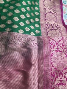 Elegant Green and pink Banarasi Silk Saree