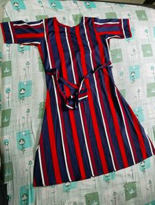 Chic Striped Midi Dress with Belt