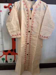 Embroidered Beige Kurta