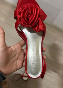 Stunning Red Rose Embellished Heels