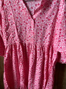 Pink Floral Print Summer Dress