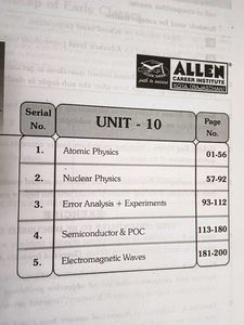 Allen Physics JEE (Main+Advanced) Unit 10