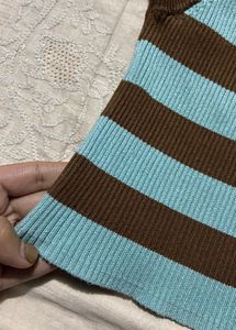 Pull&amp;Bear Striped Knit Crop Top