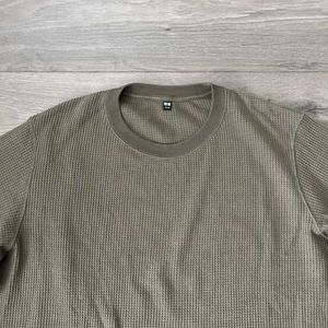 Men's Olive Green Waffle Knit Long Sleeve