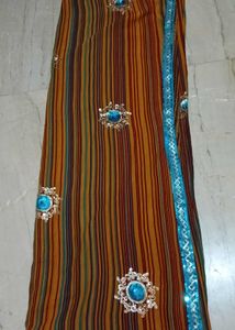 Perfect mix colour stripped saree