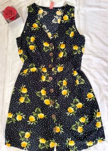 Cute Black Floral Button-Up Dress