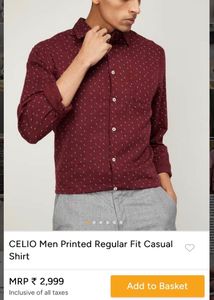Men's Red Printed linen Casual Shirt