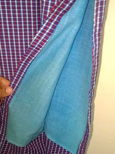 Purple Checkered Kurta With Cotton Inner Layer