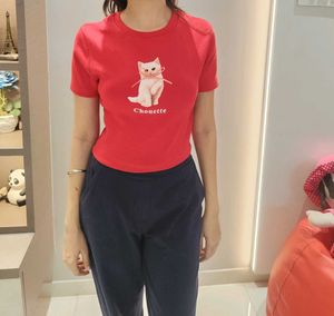 Cute Cat Graphic Crop Tee - XS/S