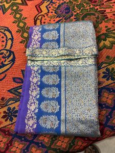 Elegant Purple Saree with Silver Border