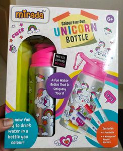 Kids Unicorn Water Bottle With 4 Waterproof Acrylic Markers