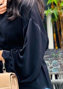 Chic Black Button-Up Tunic Top