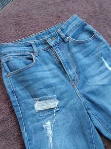 Stylish Distressed Blue Jeans