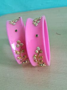 Pink &amp; Gold Bangles - Set of 2