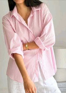 Pink Striped Oversized Shirt