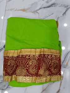 Green Embroidered Saree