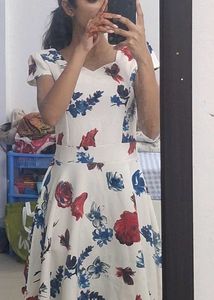 Floral Print Lace Back Dress