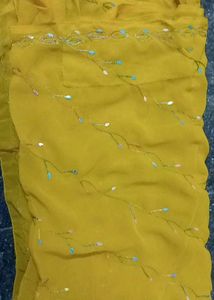 Elegant Mustard Saree with Sequins