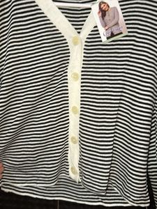 Striped V-Neck Cardigan