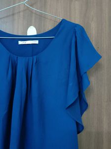 Chic Blue Cap Sleeve Top
