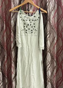 Embroidered Cotton Long Kurta