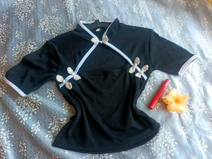 Chic Black Top with Mandarin Collar