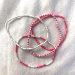 Beaded Bracelet Bundle - Pink & White🩷🤍