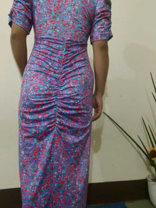 Elegant Ruched Floral Maxi Dress